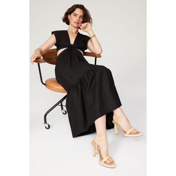 A.L.C. Alexandria Dress Black Midi Size 8 100% Cotton $450.00 Cut Out - Picture 6 of 8